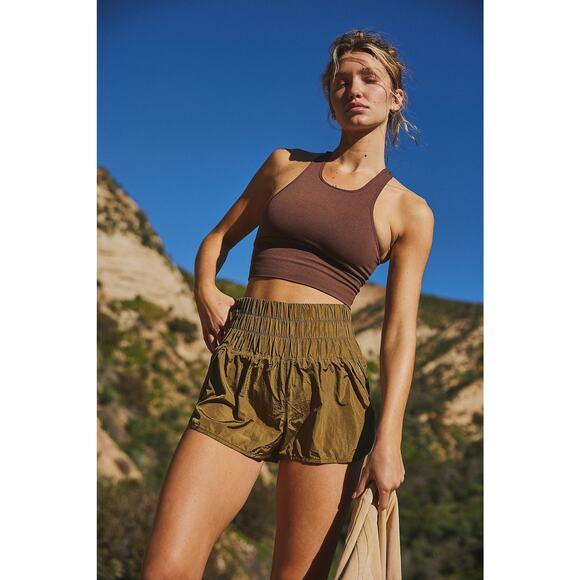 Free People Movement NWOT The Way Home Army Green High Waist Shorts Small